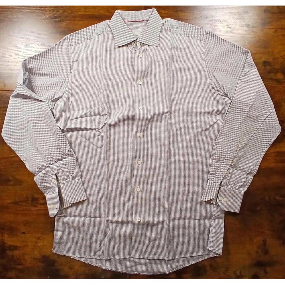 Eton‎ Contemporary York 43/17 Large Vertical Striped Spread Collar Dress Shirt